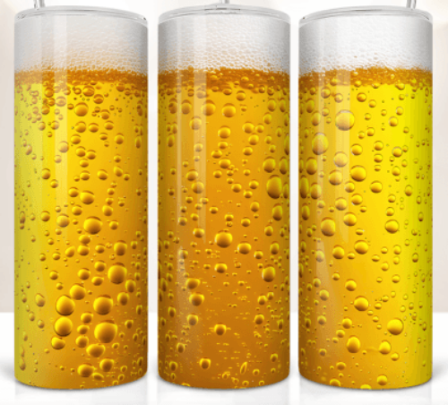 Draft Beer 20 oz Skinny Tumbler Cup With Straw