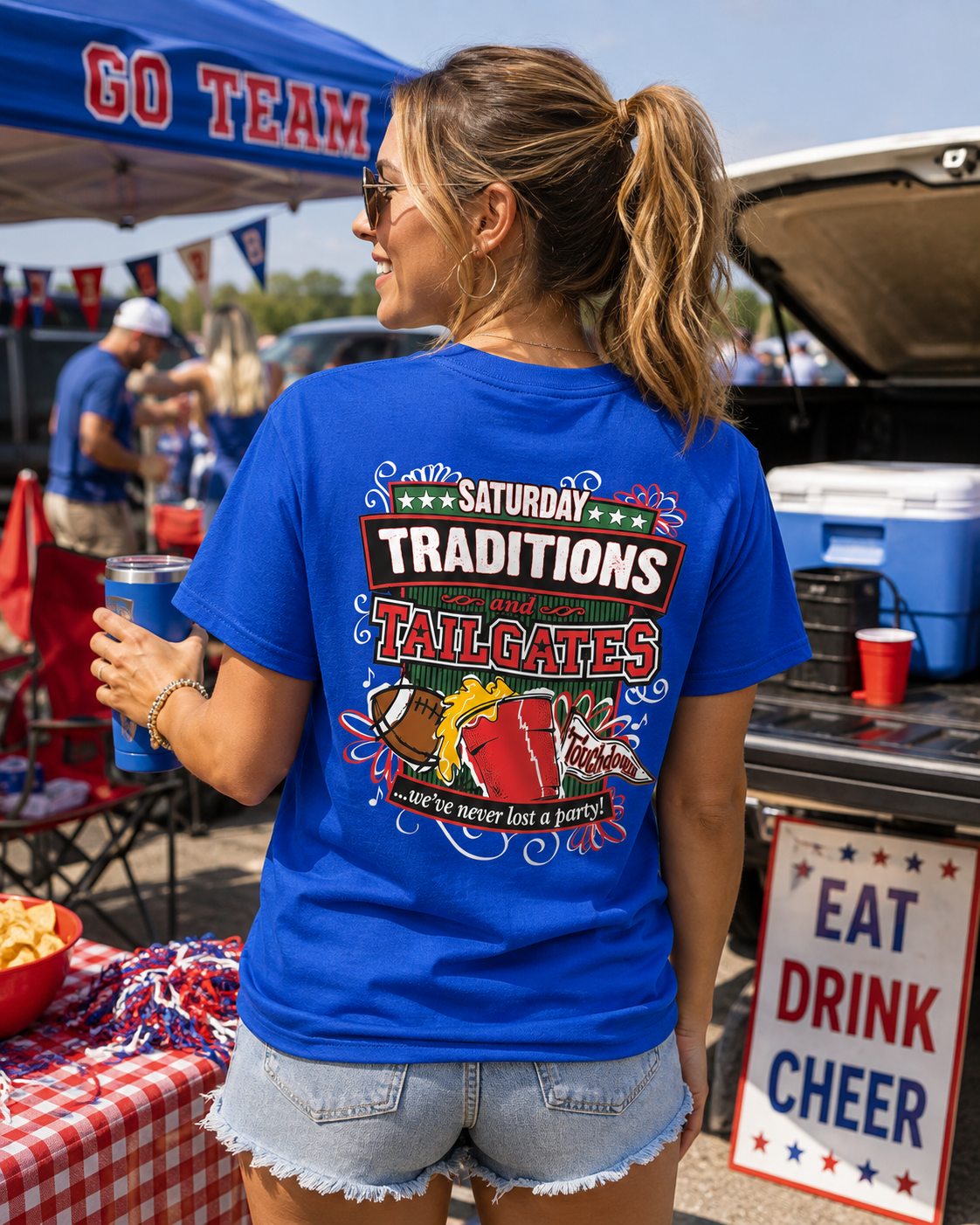 Sweet Thing Saturday Traditions Blue Bright T Shirt