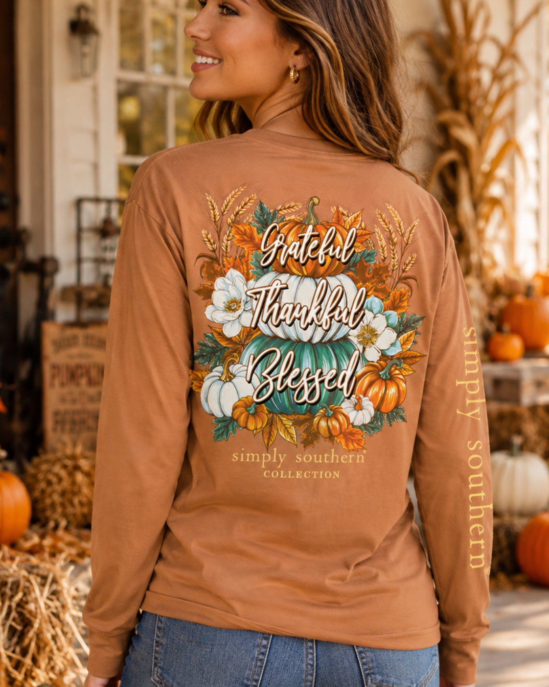 Simply Southern Thankful Pumpkins Fall Long Sleeve T-Shirt
