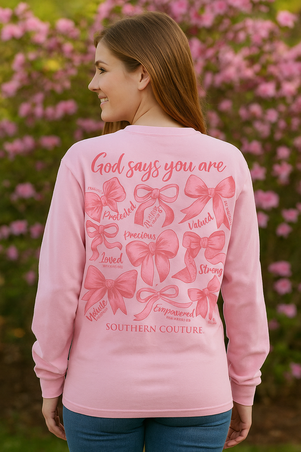 Southern Couture God Says You Are Bows Comfort Colors Long Sleeve T-Shirt