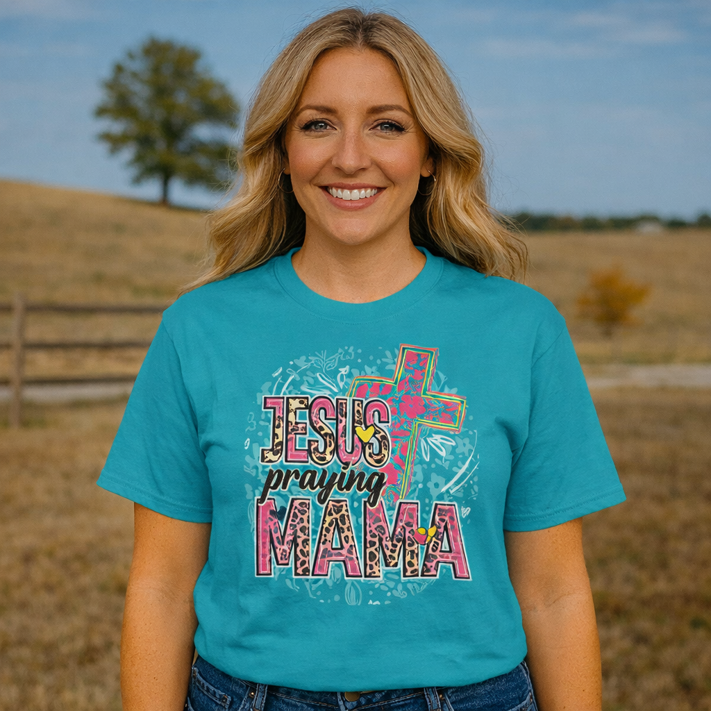 Girlie Girl Lulu Mac Jesus Praying Mama Canvas T-Shirt