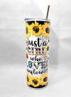 Just A Girl Who Loves Sunflowers 20 oz Skinny Tumbler Cup With Straw
