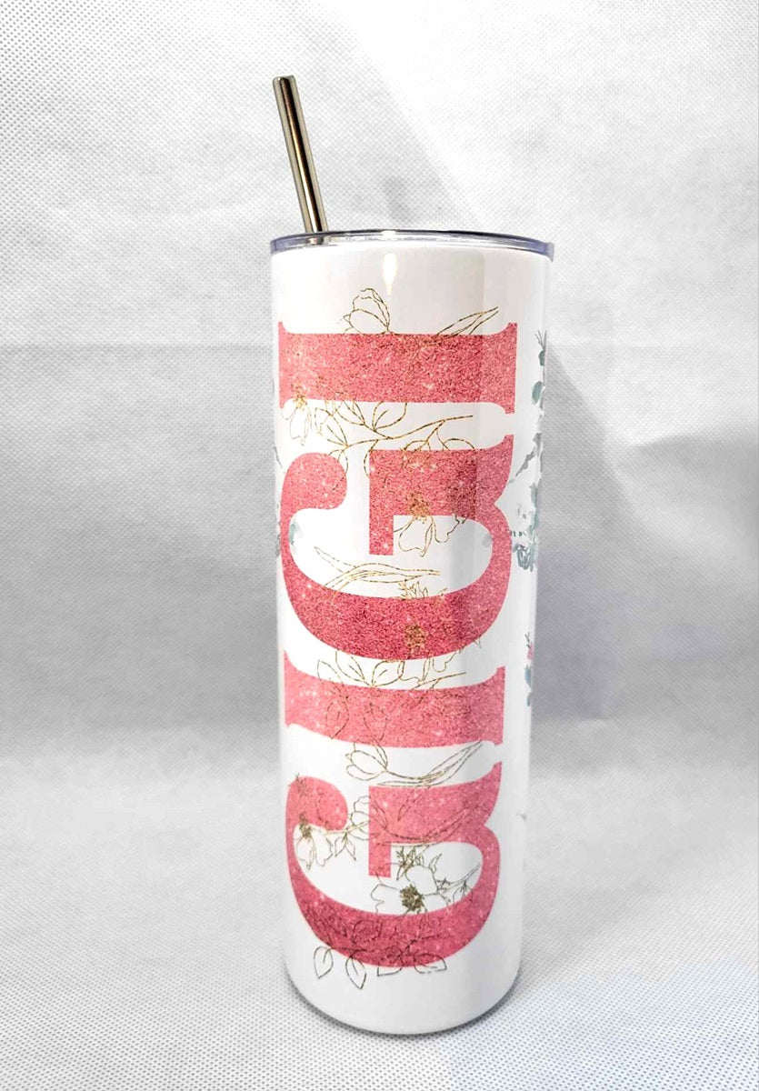 Floral GIGI 20 oz Skinny Tumbler Cup With Straw