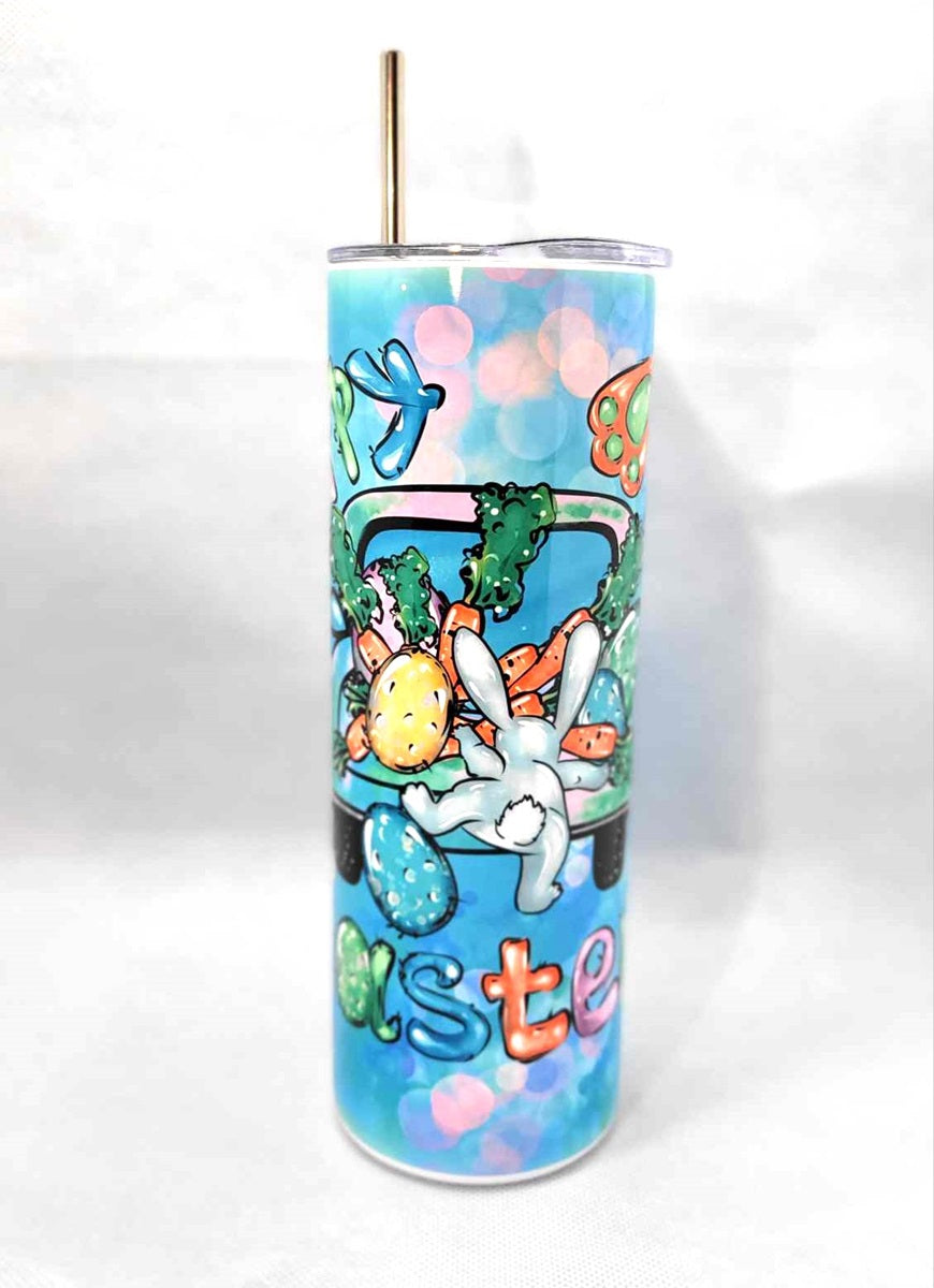 Easter Bunny Hoppy Easter 20 oz Skinny Tumbler Cup With Straw