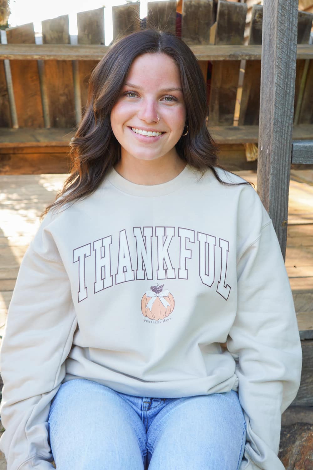 Southernology Thankful Pumpkin Fall Crewneck Sweatshirt