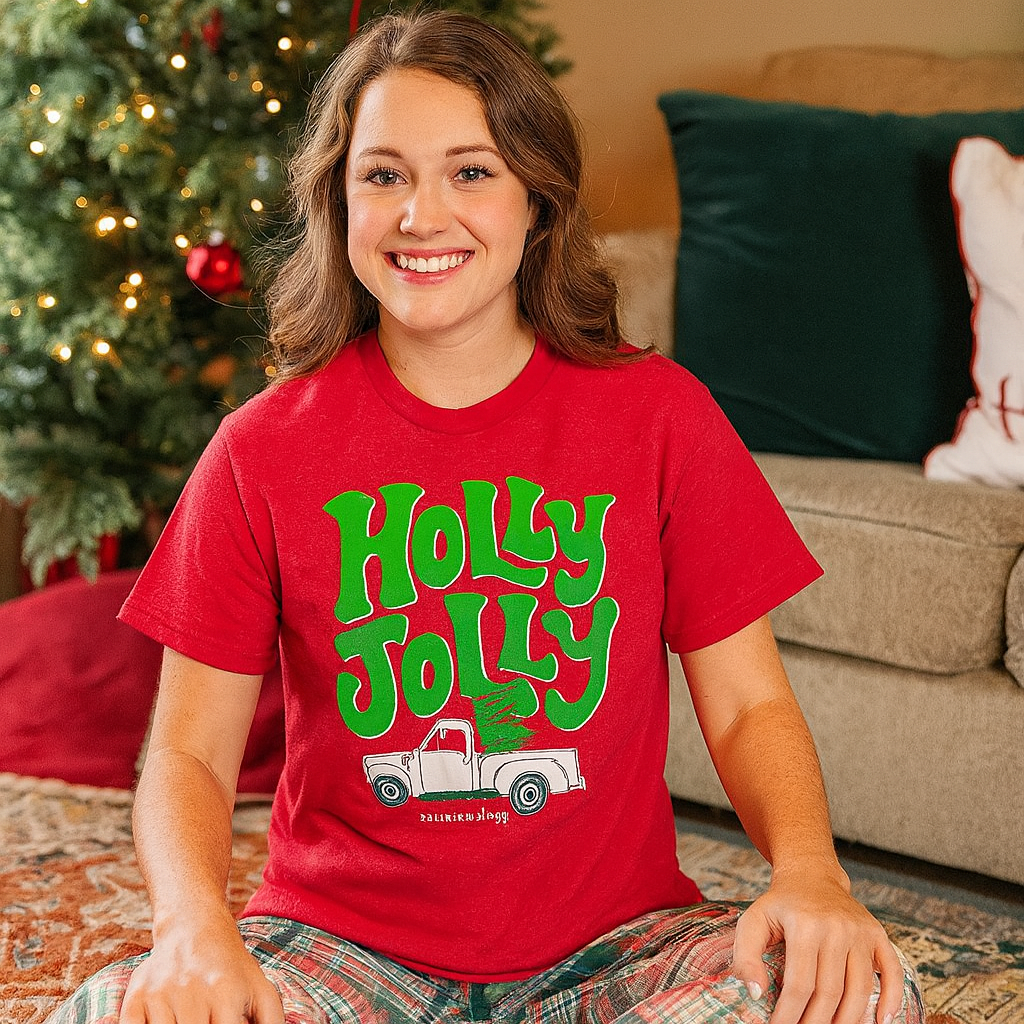 Southernology Statement Holly Jolly Holiday Canvas T-Shirt