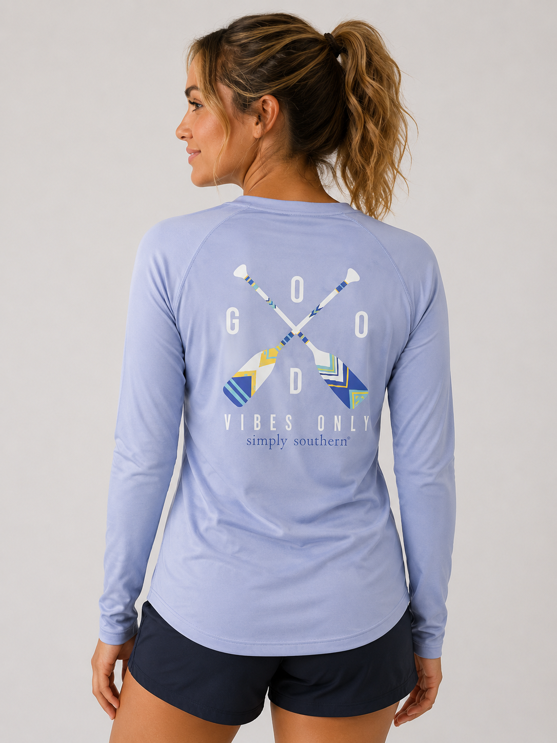 Simply Southern Good Vibes Beach Rash Guard Long Sleeve T-Shirt