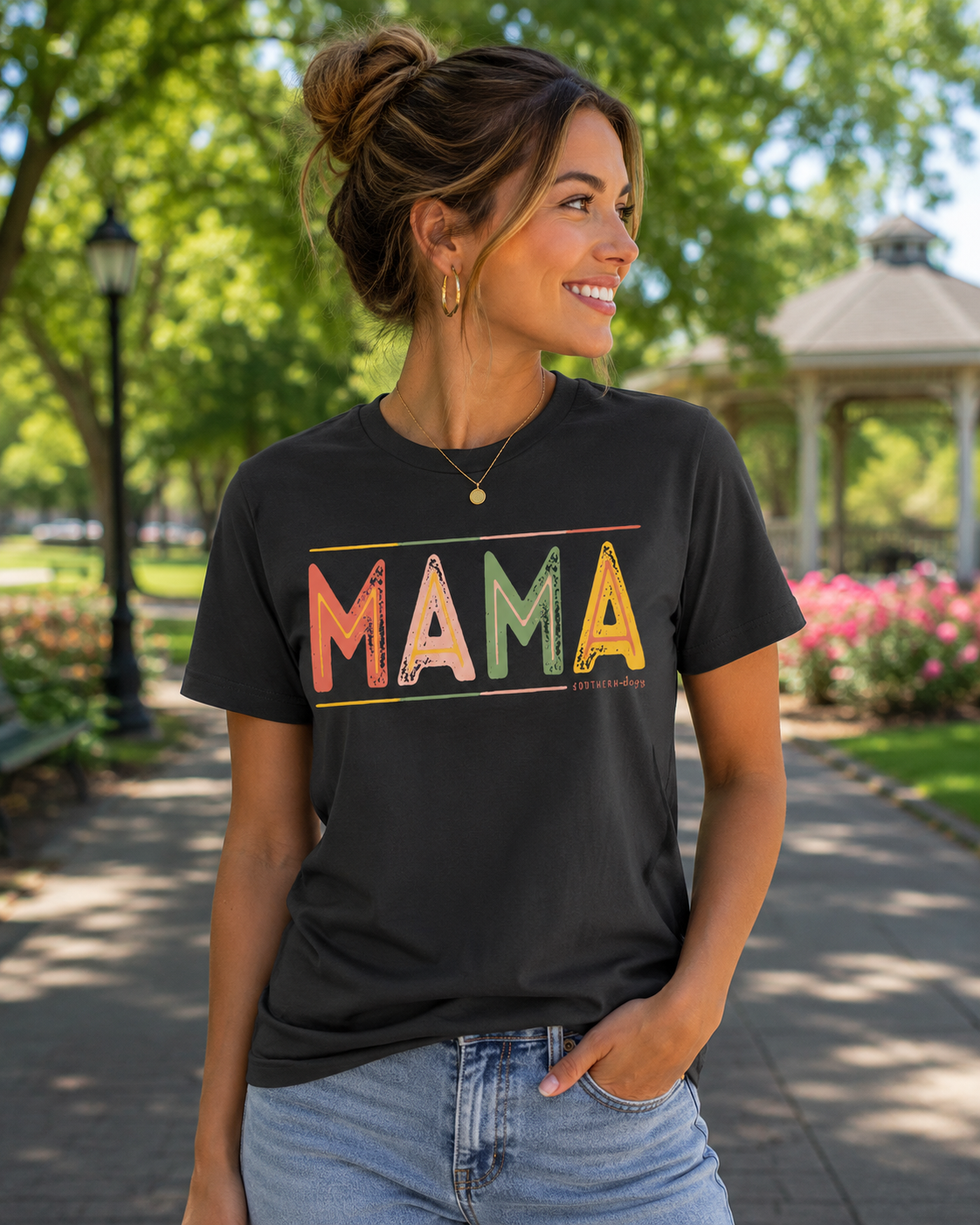 Southernology Statement Collection Mama Color Block Canvas T-Shirt