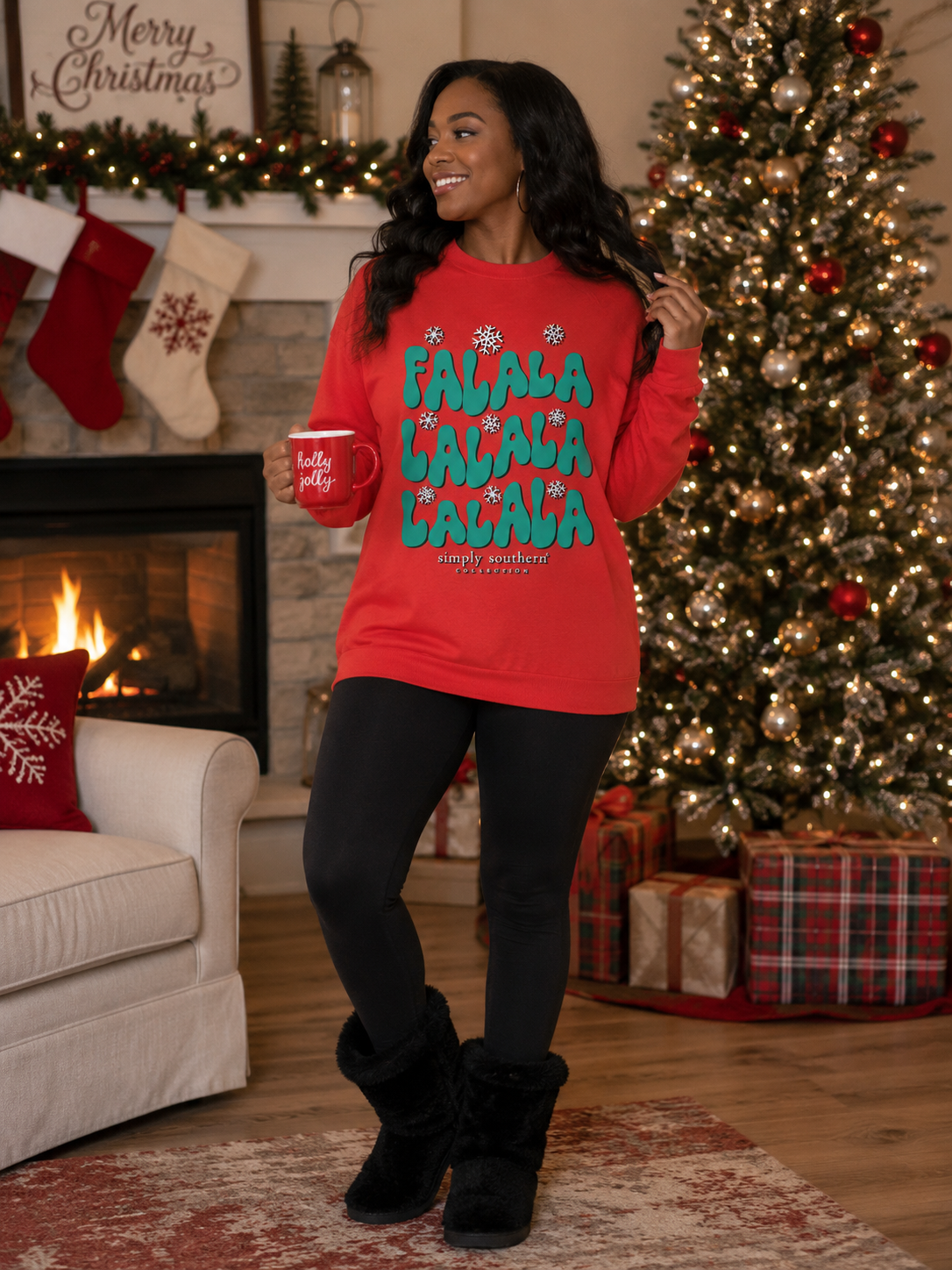 Simply Southern FALALA Holiday Long Sleeve Crew Sweatshirt