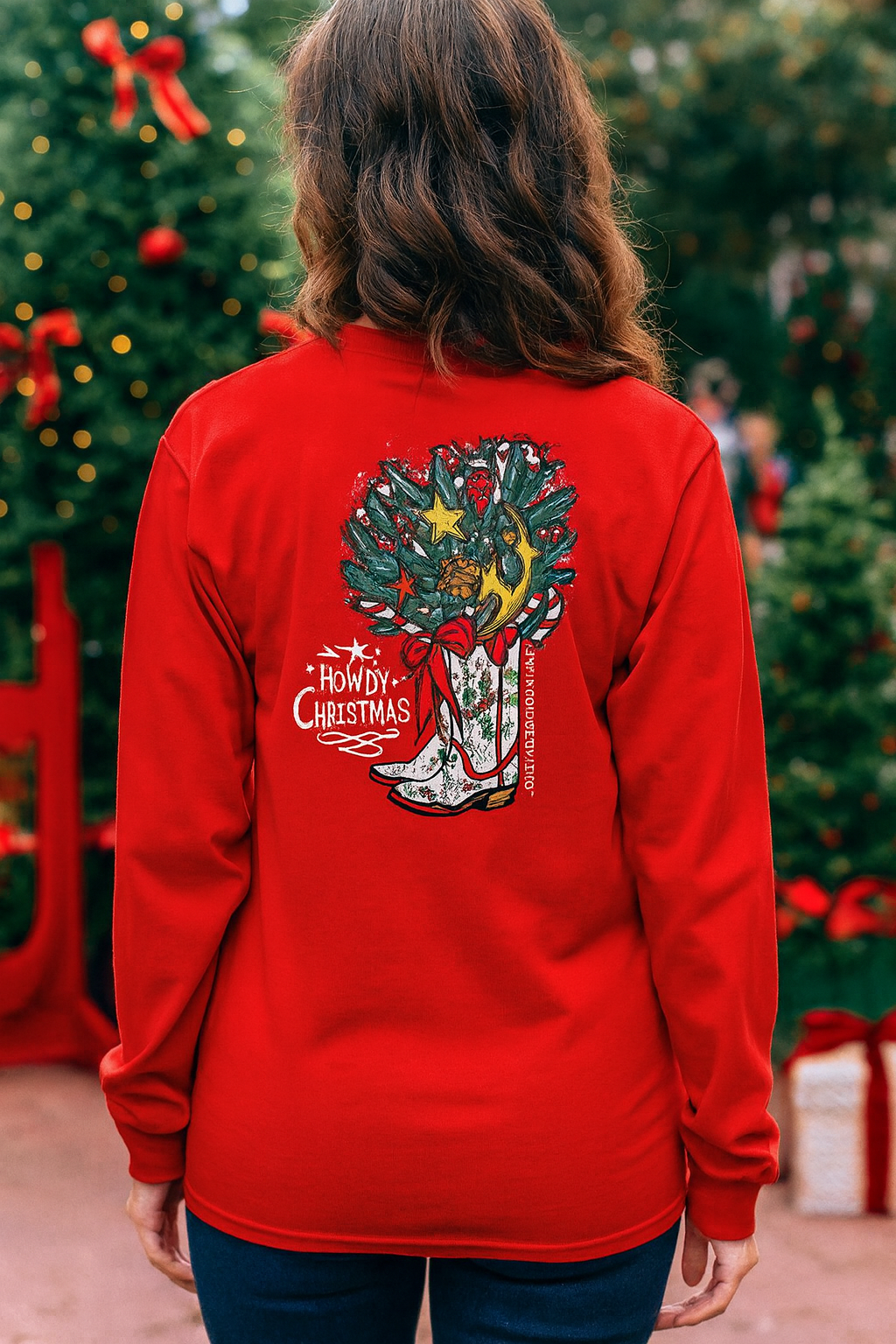 Southern Couture Classic Howdy Christmas Long Sleeve T-Shirt
