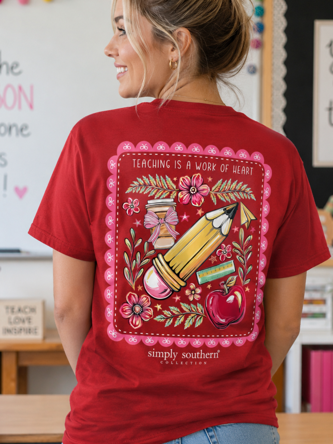 Simply Southern Work Of Heart Teacher Carmine T-Shirt