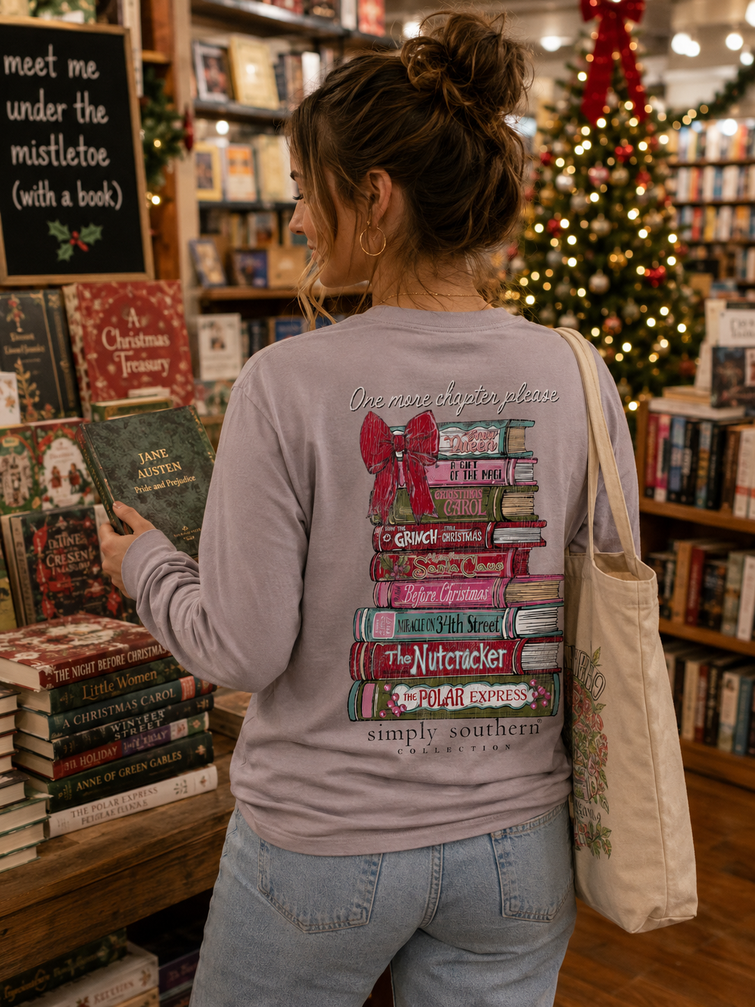 Simply Southern Christmas Books Holiday Long Sleeve T-Shirt