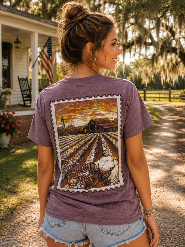 Southern Chics Cotton Stamp Soft Style T-Shirt - SimplyCuteTees