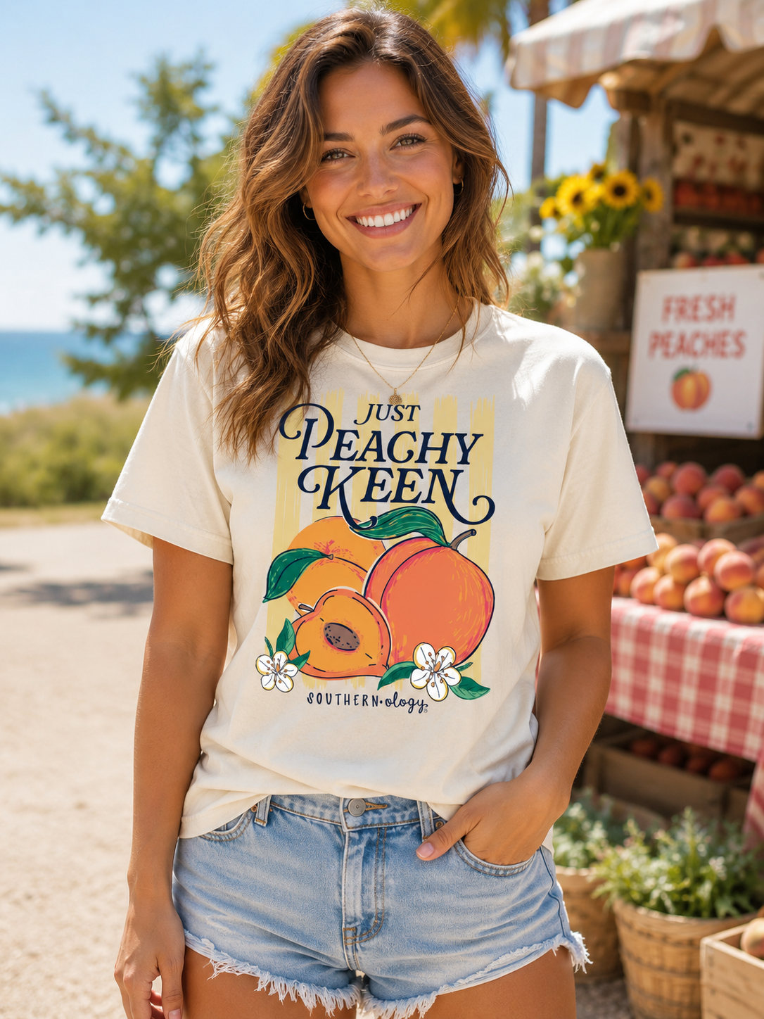 Southernology Just Peachy Keen Comfort Colors T-Shirt - SimplyCuteTees