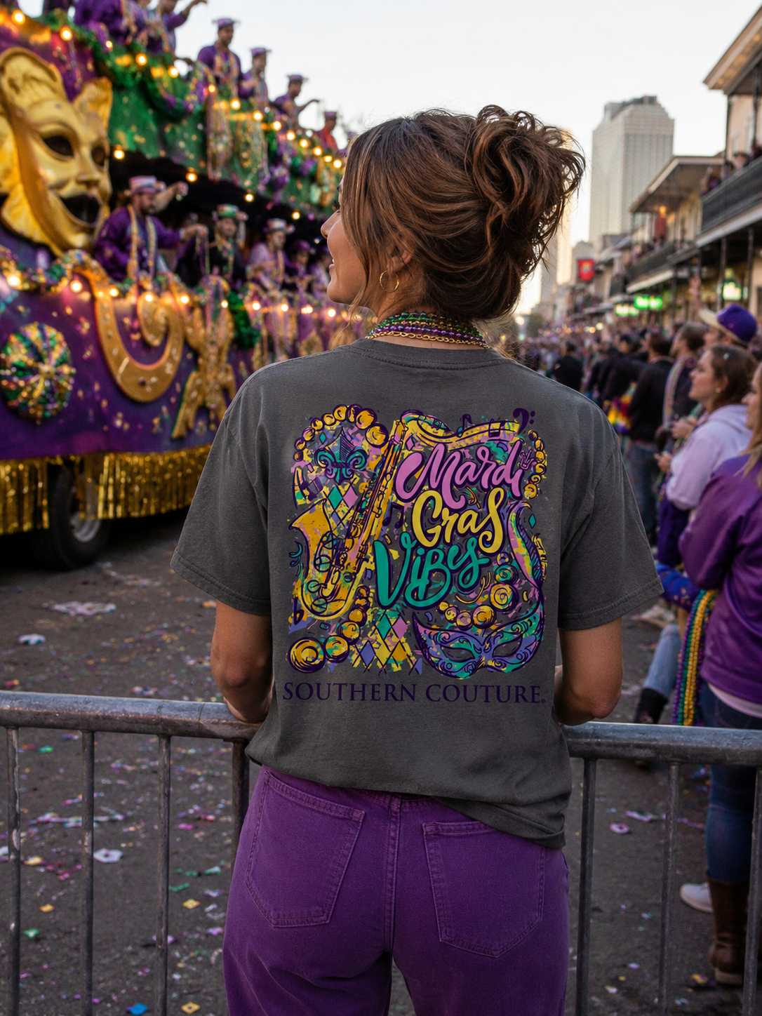 Southern Couture Classic Mardi Gras Vibes T-Shirt