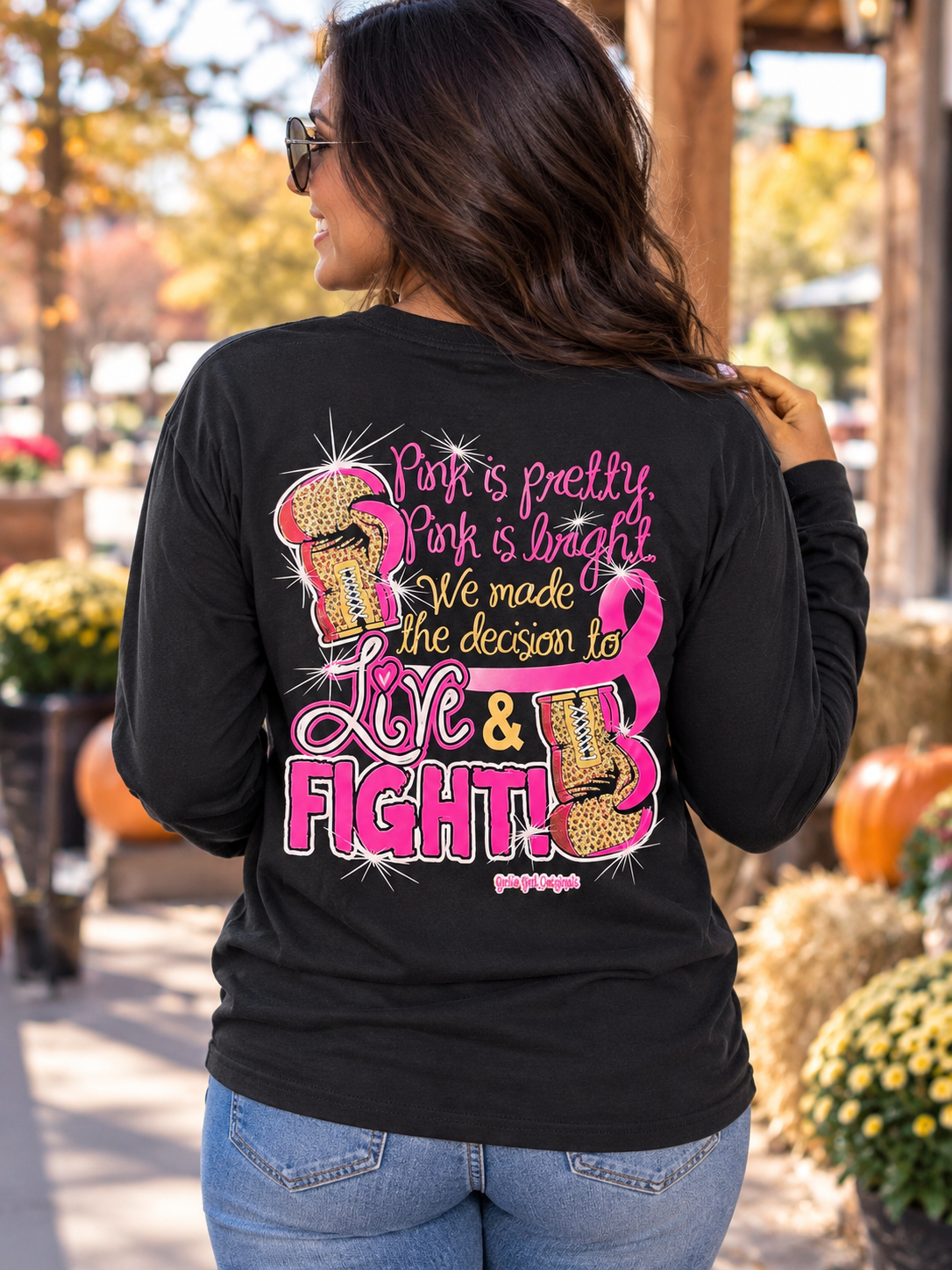 Girlie Girl Originals Live And Fight Breast Cancer survivor Bright Long Sleeve T Shirt