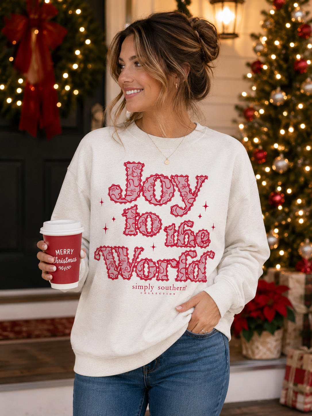 Simply Southern Joy Snow Holiday Long Sleeve Crew Sweatshirt
