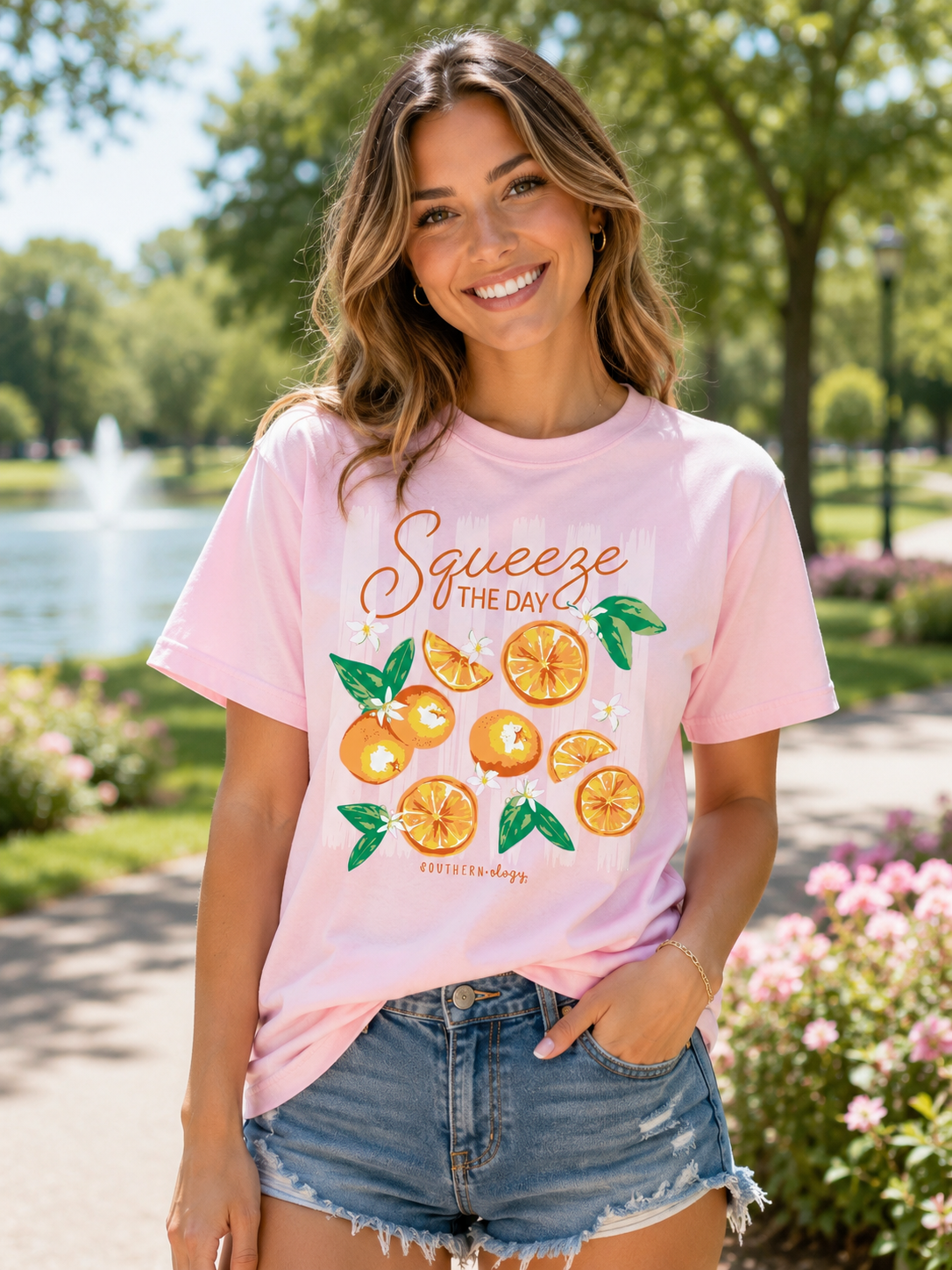 トップス CFIERCE 25 summer T-shirt Southernology Squeeze the Day Oranges Comfort Colors T-Shirt