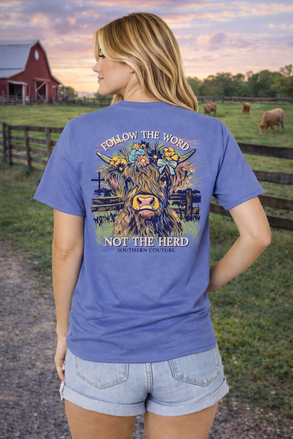 Southern Couture Classic Follow The Word Cow T-Shirt