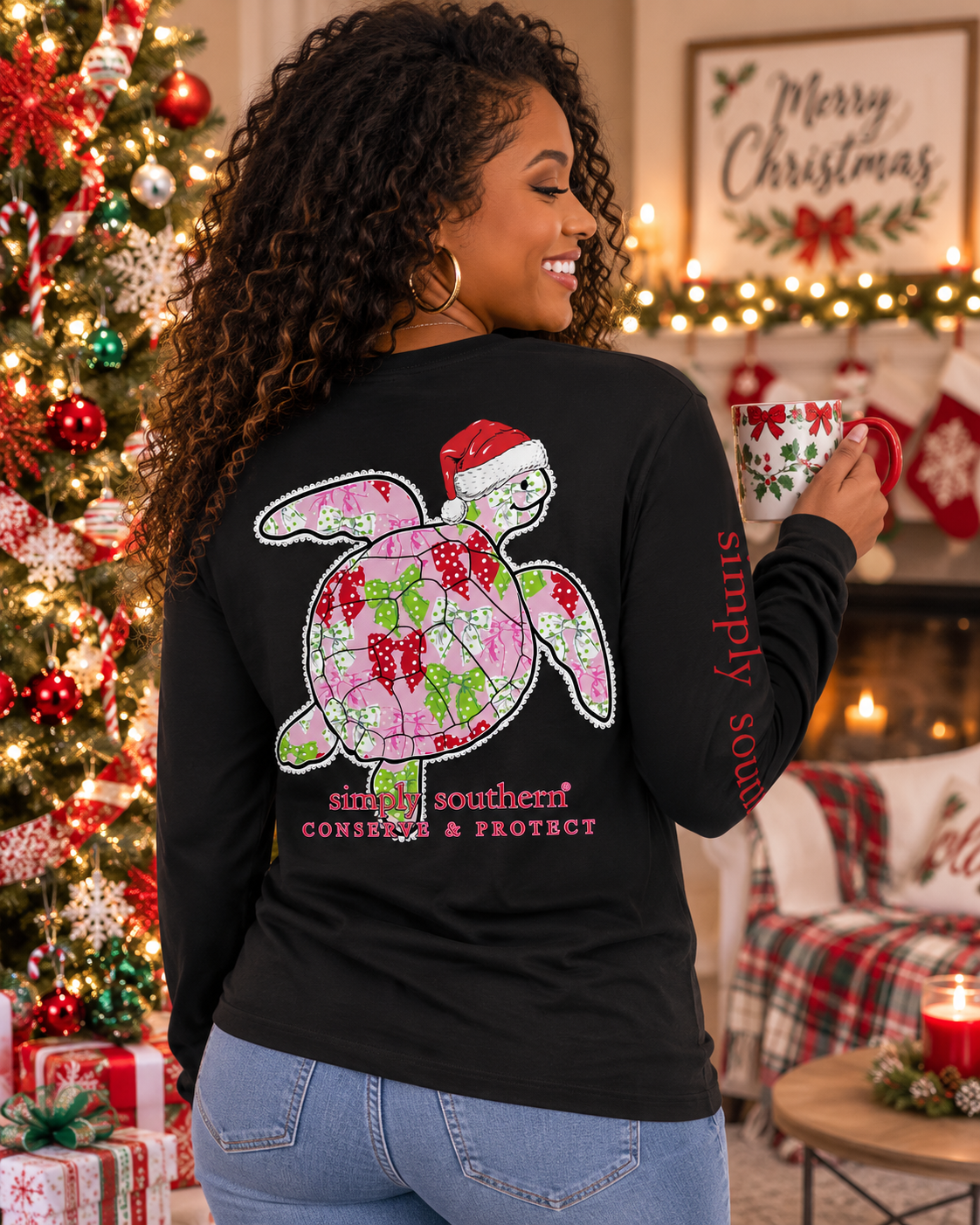 Simply Southern Turtle Tracker Xmas Holiday Long Sleeve T-Shirt