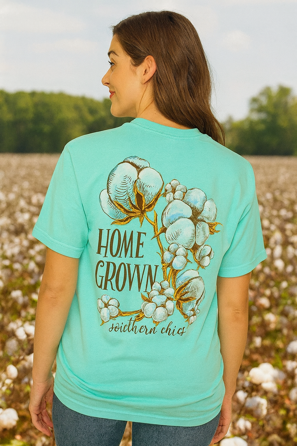 Southern Chics Apparel Home Grown Cotton Comfort Colors Girlie Bright T Shirt
