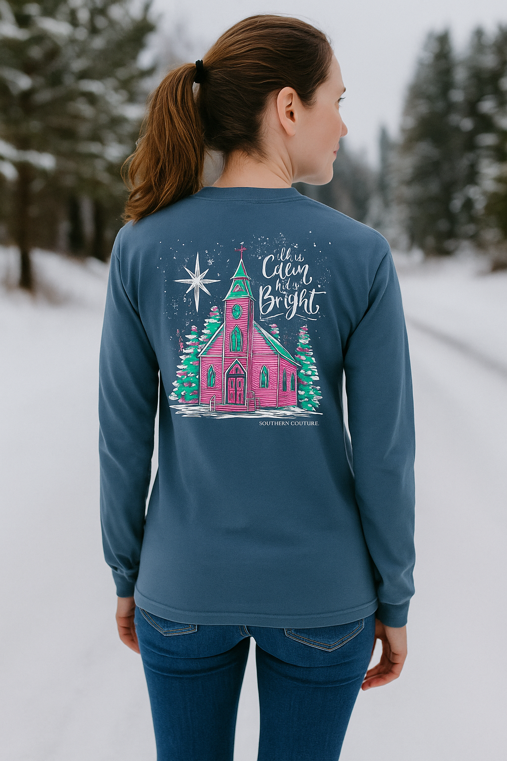 Southern Couture Classic All Is Calm Holiday Long Sleeve T-Shirt