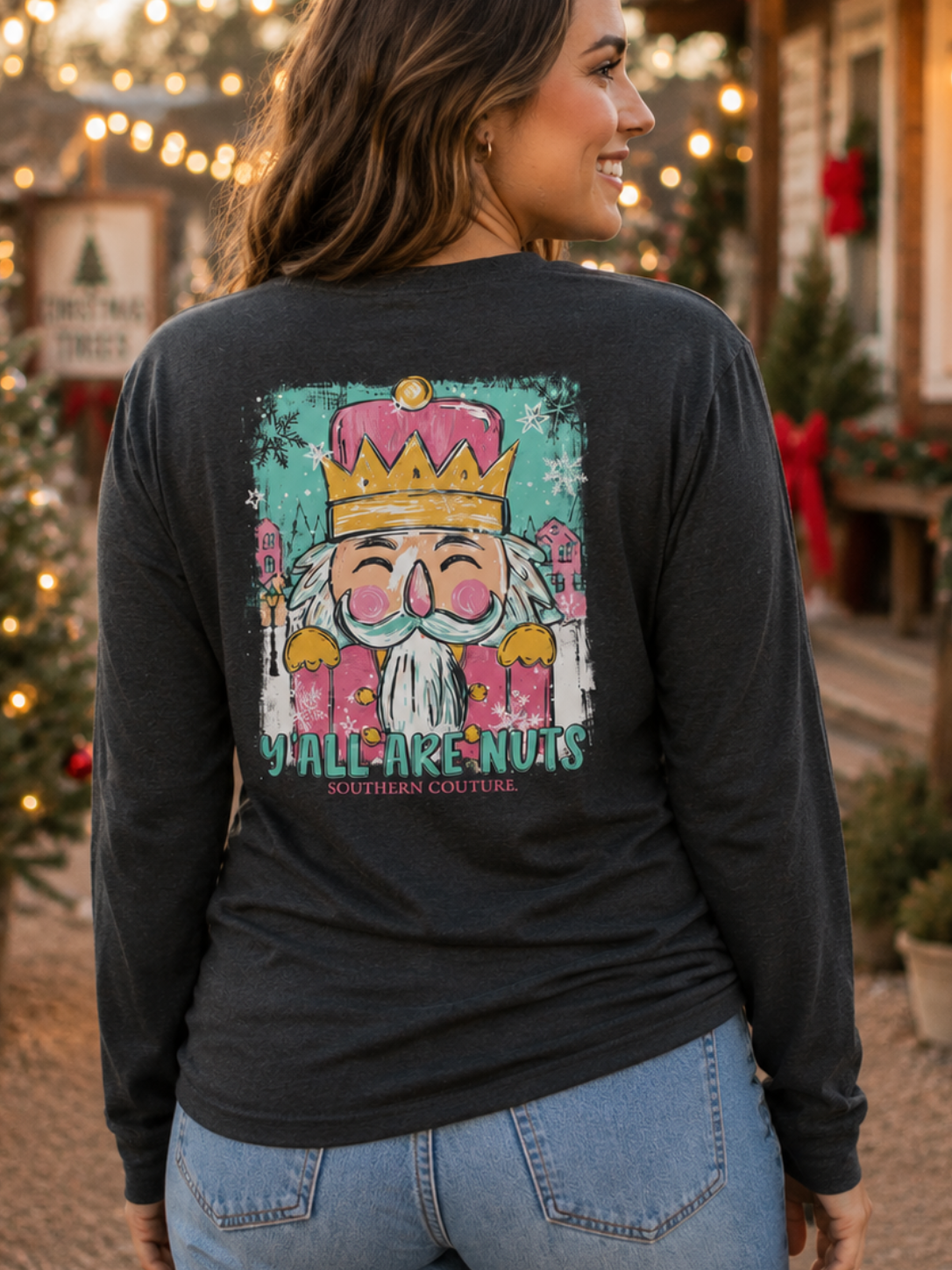 Southern Couture Classic Yall Are Nuts Holiday Long Sleeve T-Shirt