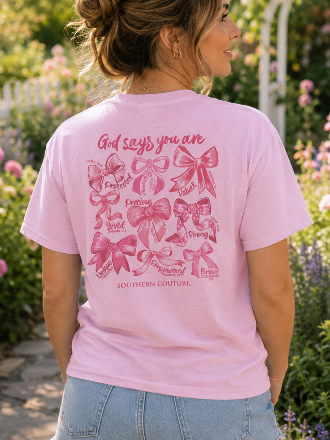 Southern Couture God Says You Are Bows Comfort Colors T-Shirt