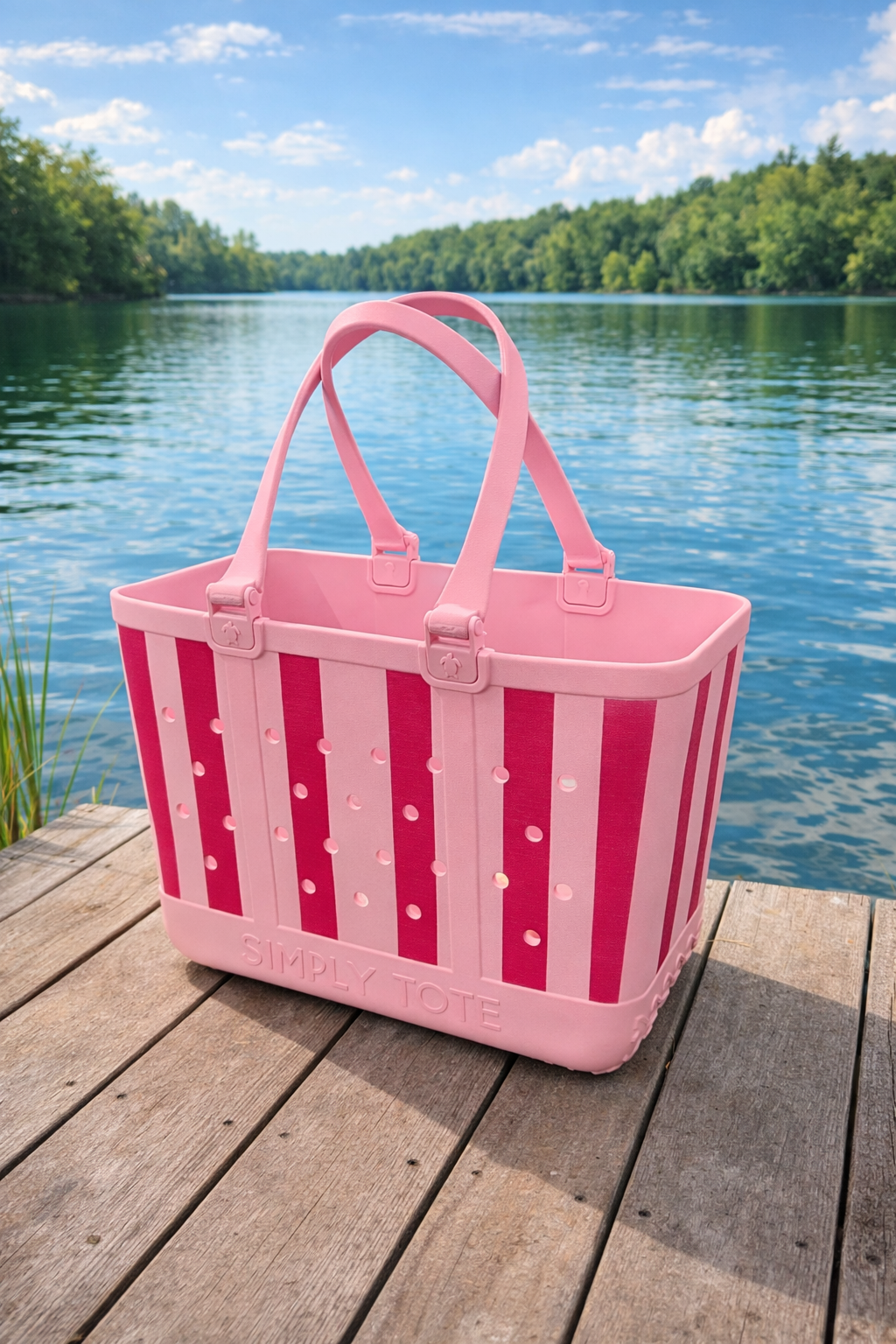 Simply Southern Stripe Beach Waterproof Washable Large Tote Bag