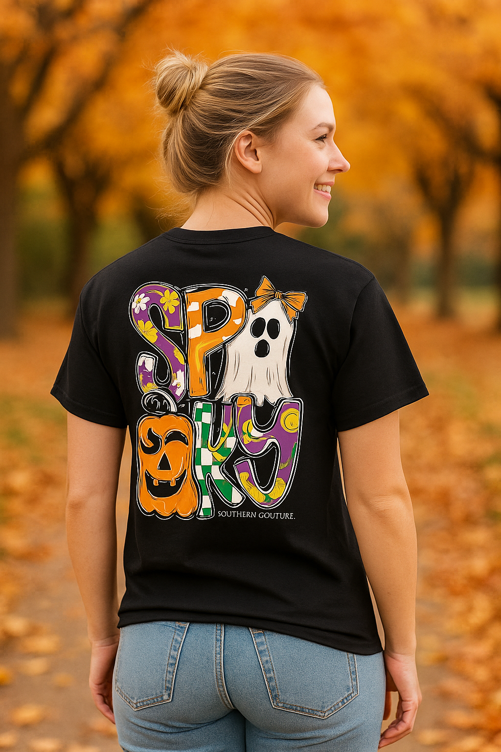 Southern Couture Classic Pattern Letter Spooky Fall T-Shirt