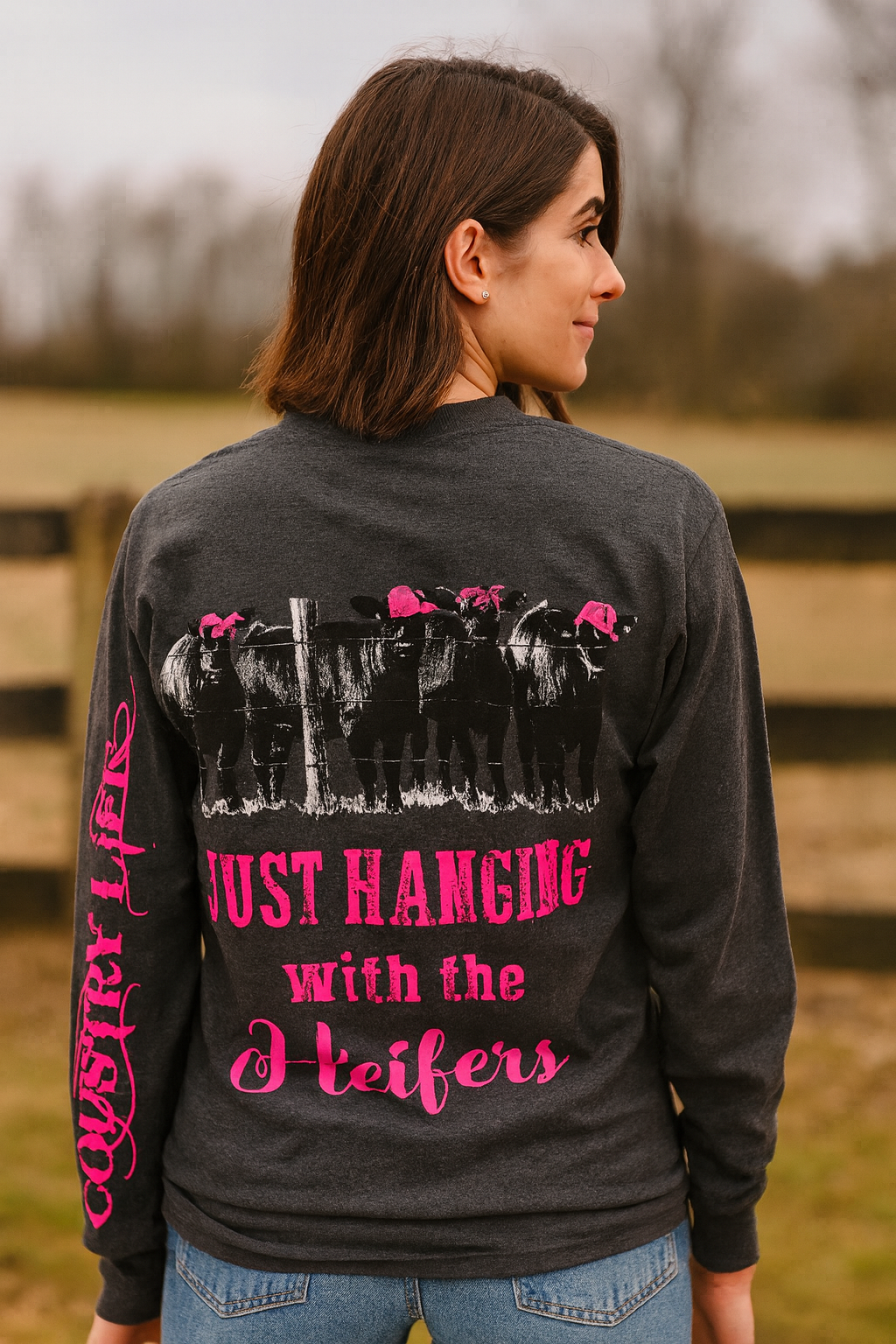 Country Life Preppy Just Hanging Heifer Long Sleeve T-Shirt