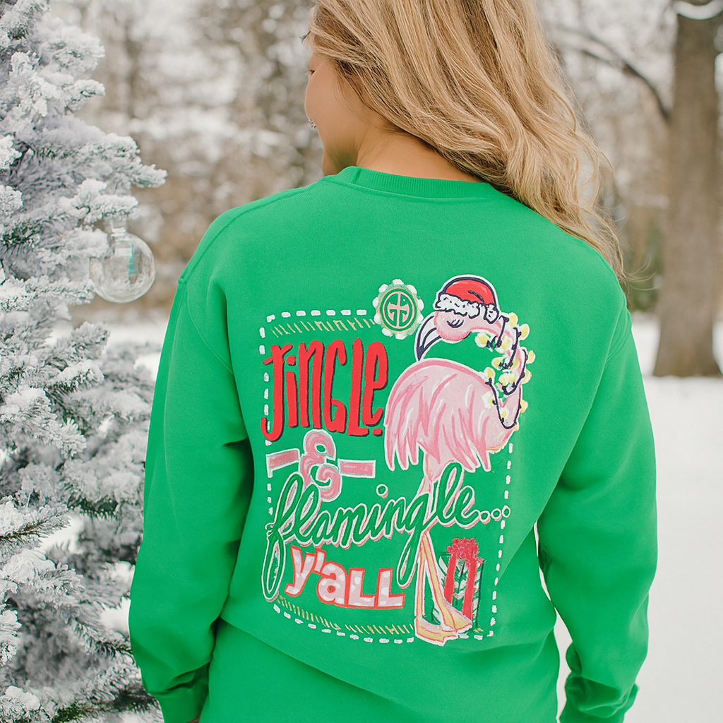 Girlie Girl Originals Jingle And Flamingle Flamingo Christmas Long Sleeves T Shirt