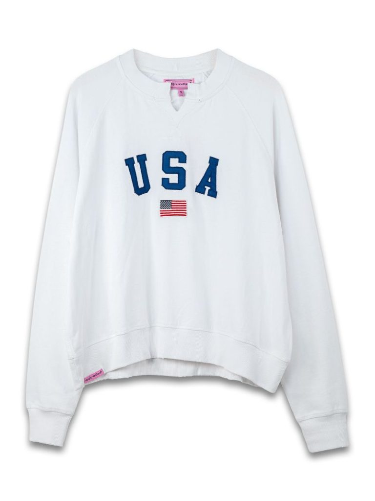 Simply Southern USA White Summer Crew Sweatshirt - SimplyCuteTees