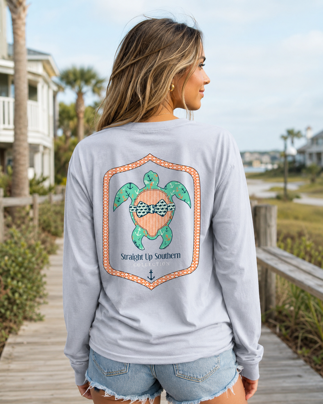 SALE Itsa girl Thing Straight Up Southern Turtle Girlie Bright Long Sleeves T Shirt