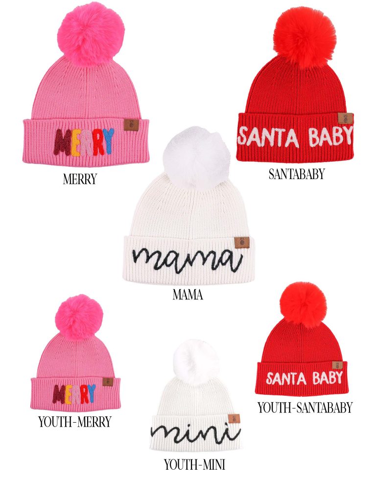 Simply Southern 0224 Preppy Letter Holiday Beanie Hat