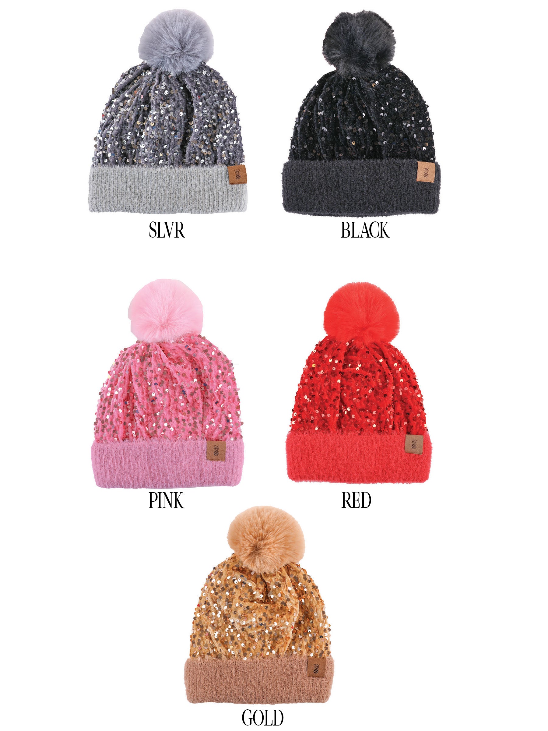 Simply Southern Preppy Solid Sequins Beanie Hat