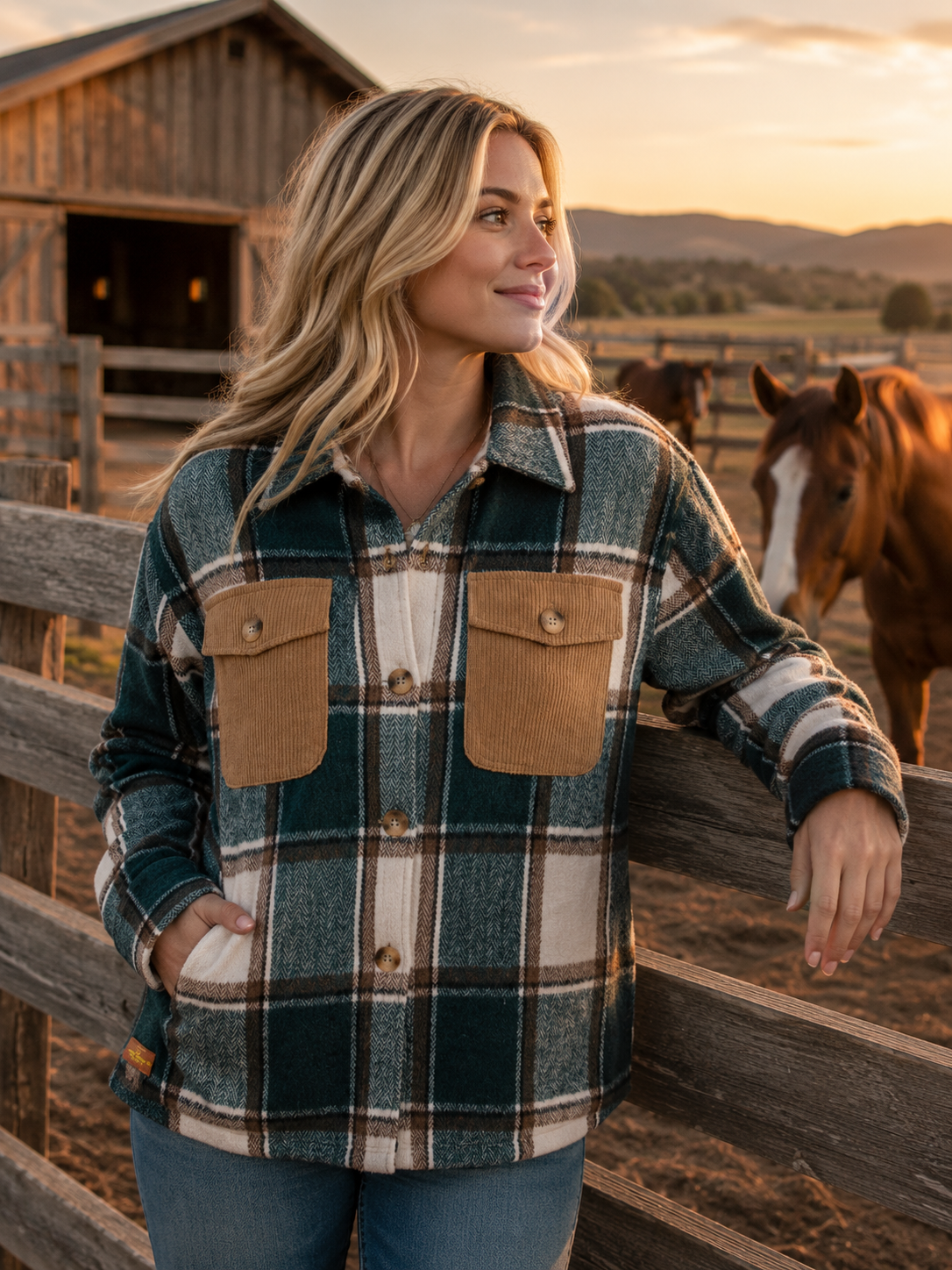 Simply Southern Plaid Shacket Long Sleeve Pullover Jacket