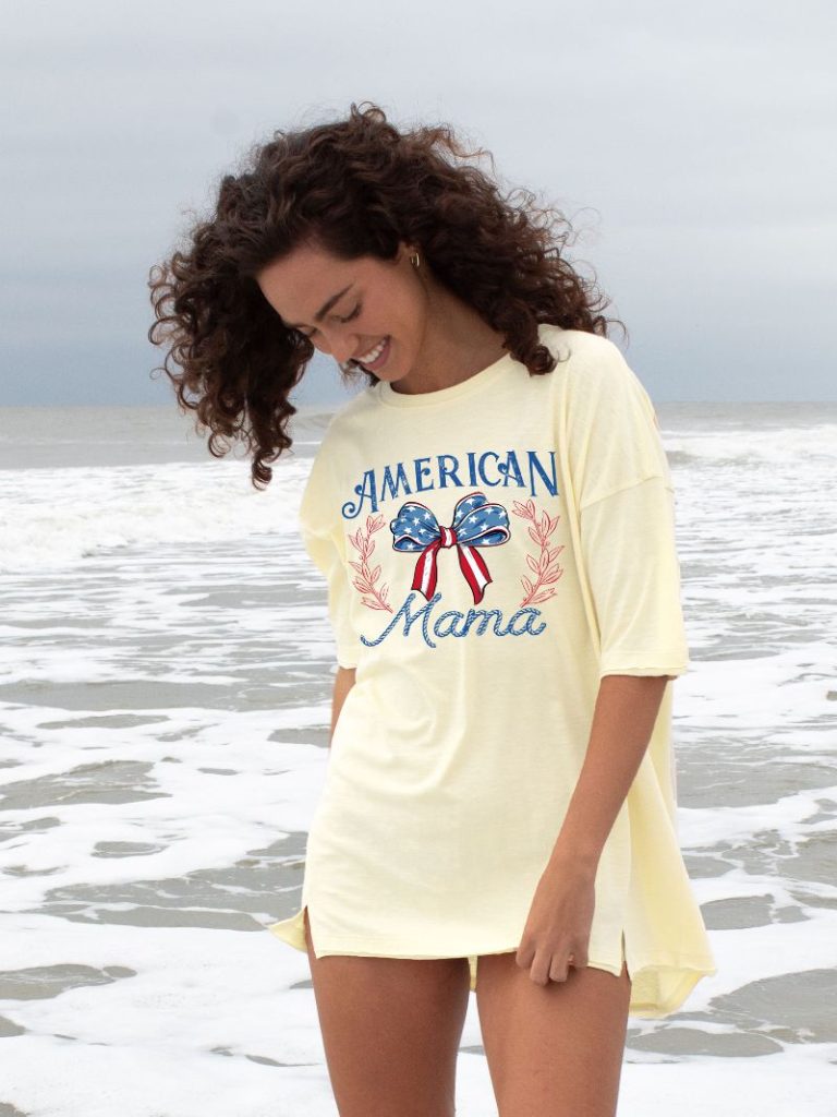 Simply Southern American Mama Beach Boxy Oversized T-Shirt