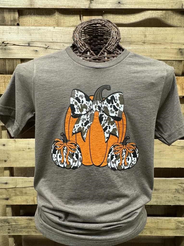 Southern Chics Apparel Cowhide Pumpkin Fall Canvas T-Shirt