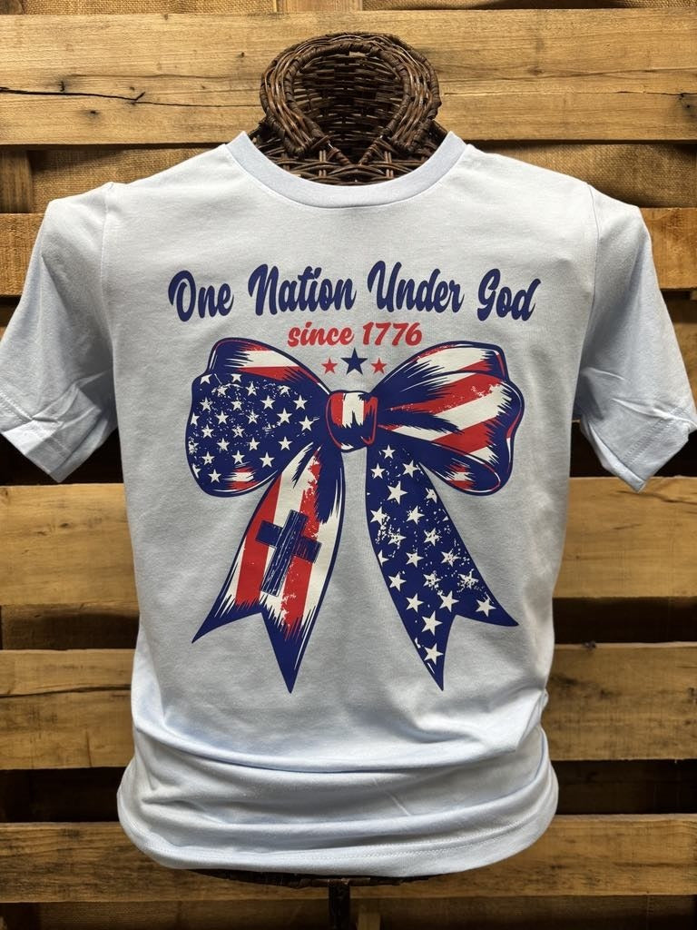 Southern Chics One Nation USA Bow Canvas T-Shirt