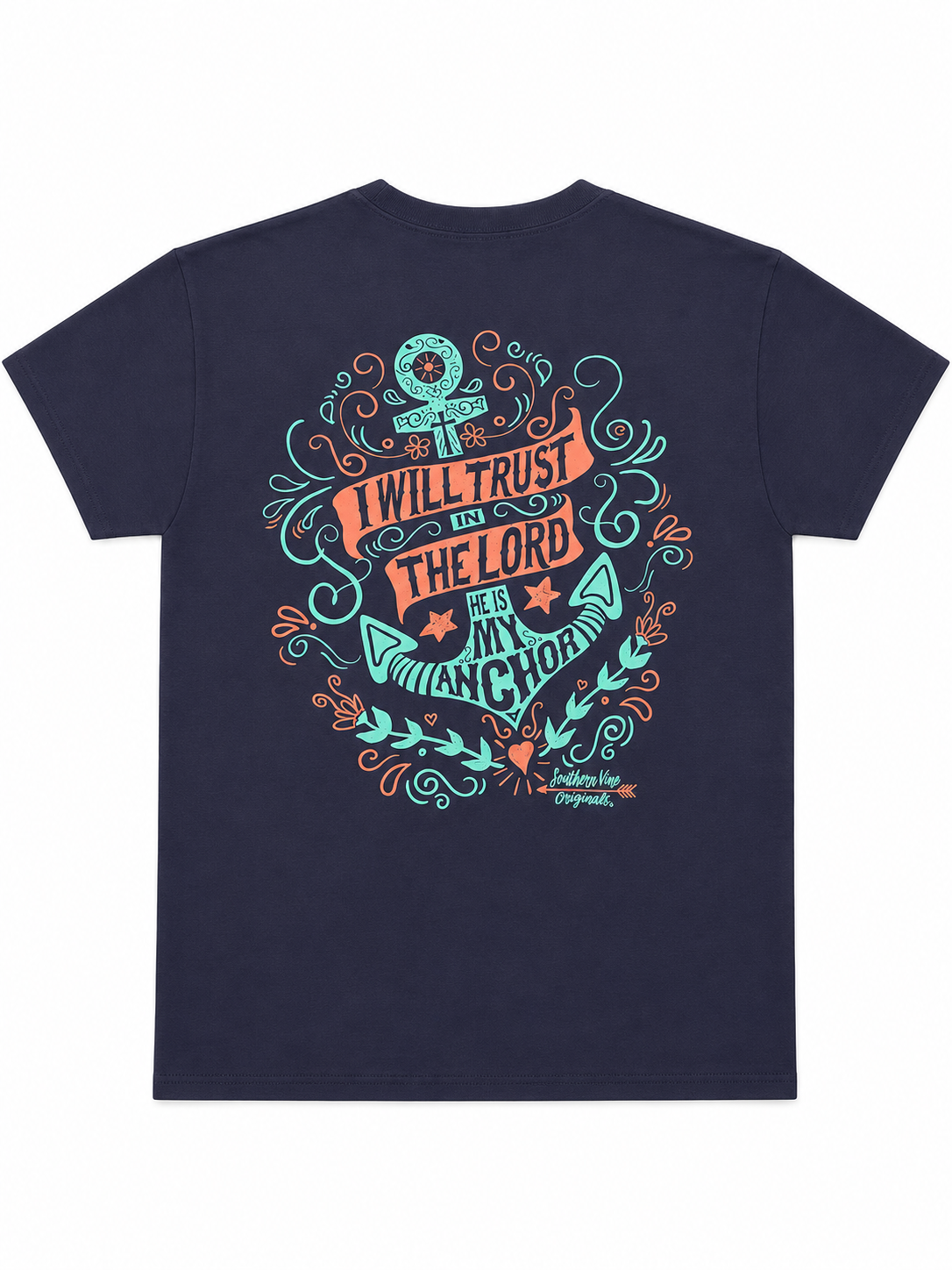 Southern Vine Originals Lord Is My Anchor Navy T-Shirt