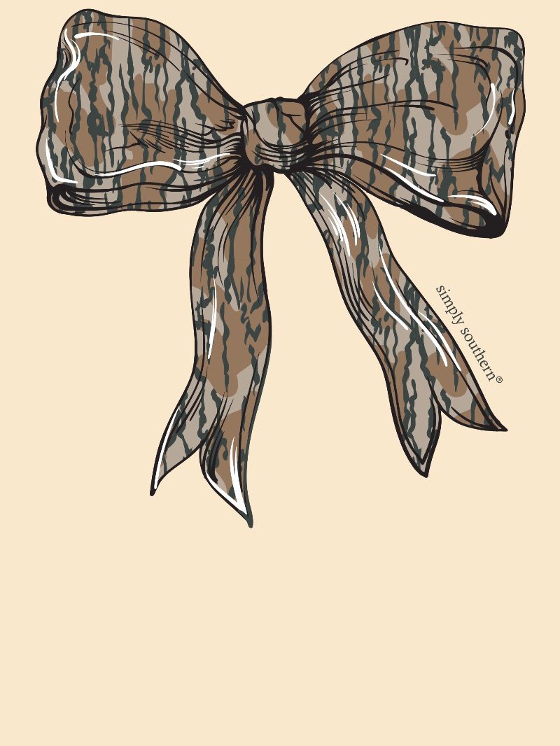 Simply Southern Sand Camo Bow Long Sleeve Crew Sweatshirt