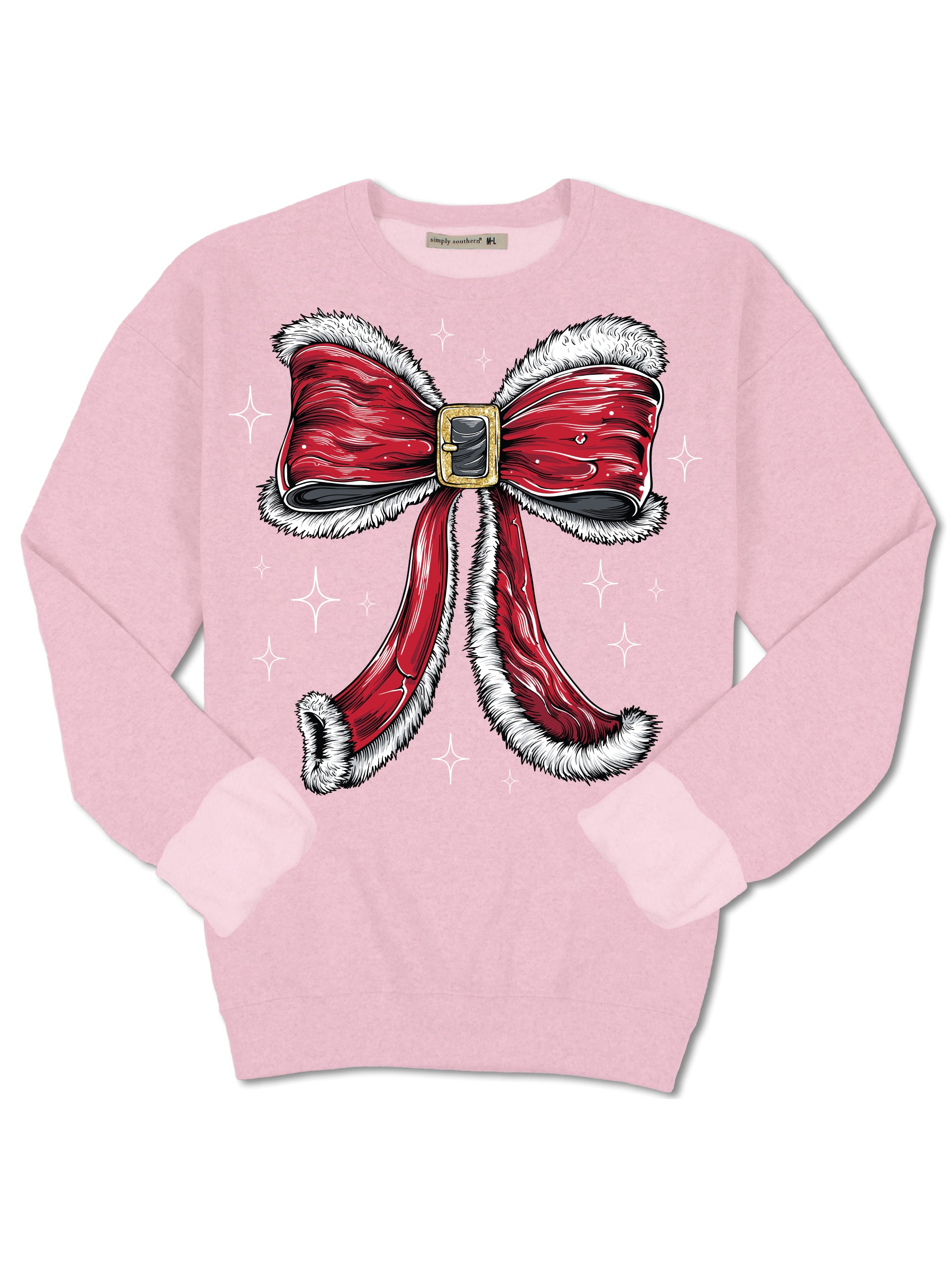 Simply Southern Santa Bow Holiday Long Sleeve Crew Sweatshirt