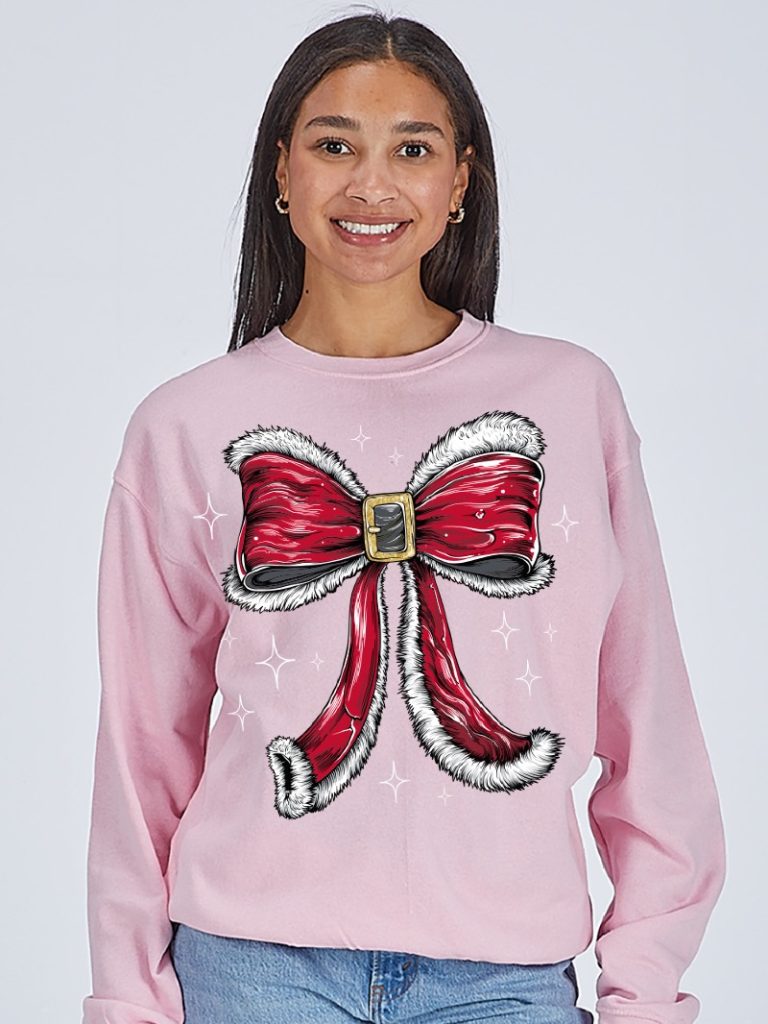 Simply Southern Santa Bow Holiday Long Sleeve Crew Sweatshirt
