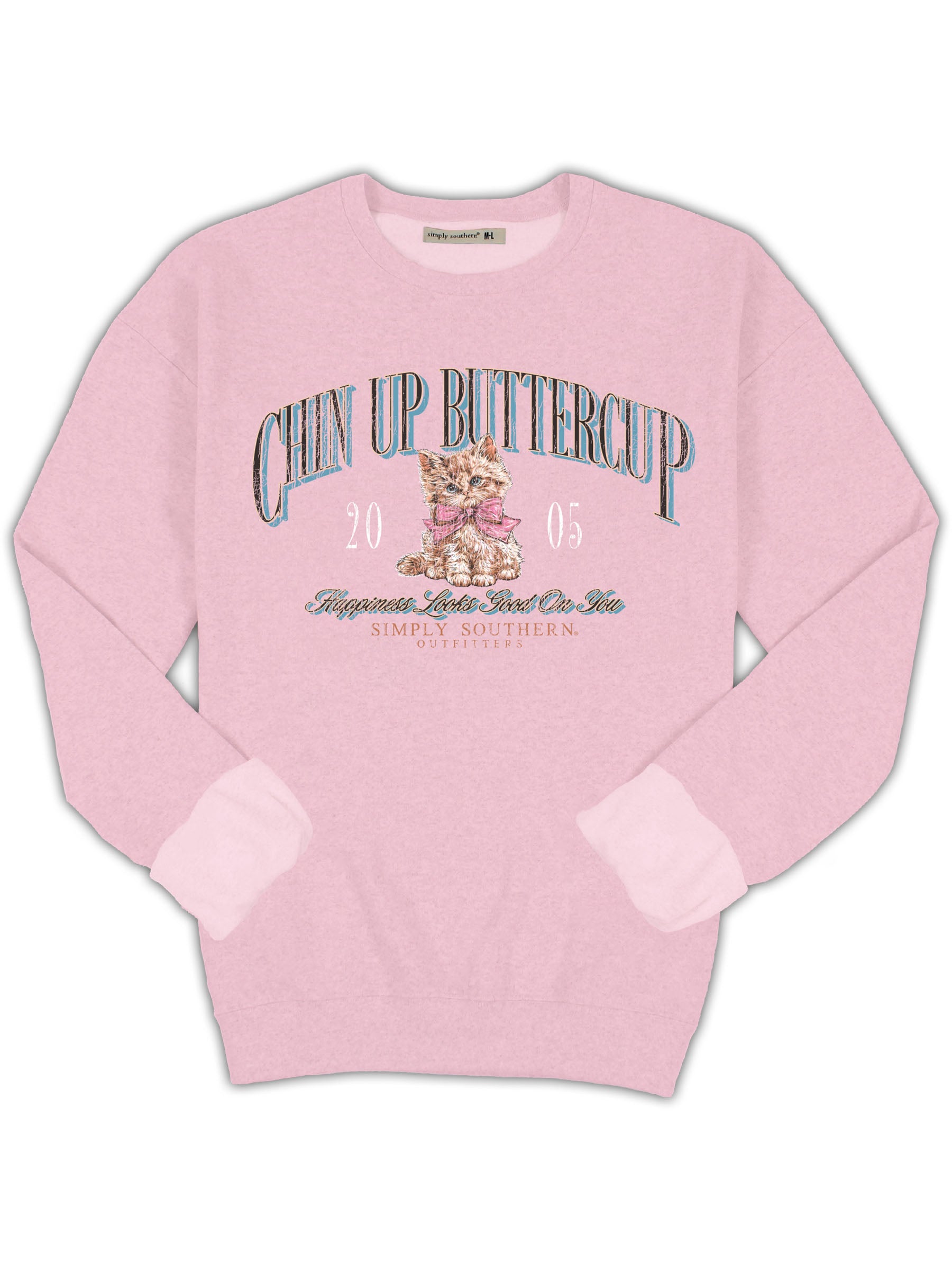 Simply Southern Chin Up Cat Long Sleeve Crew Sweatshirt