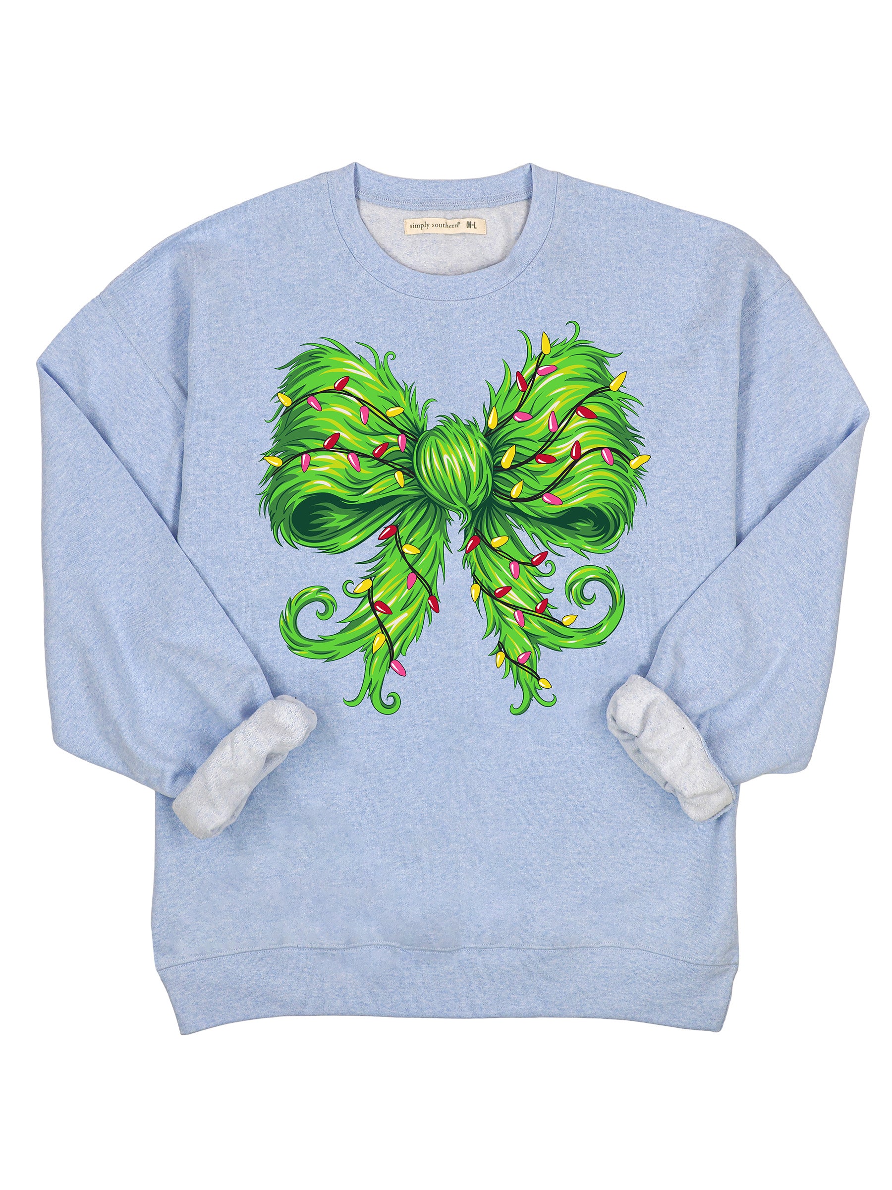 Simply Southern Green Bow Holiday Long Sleeve Crew Sweatshirt