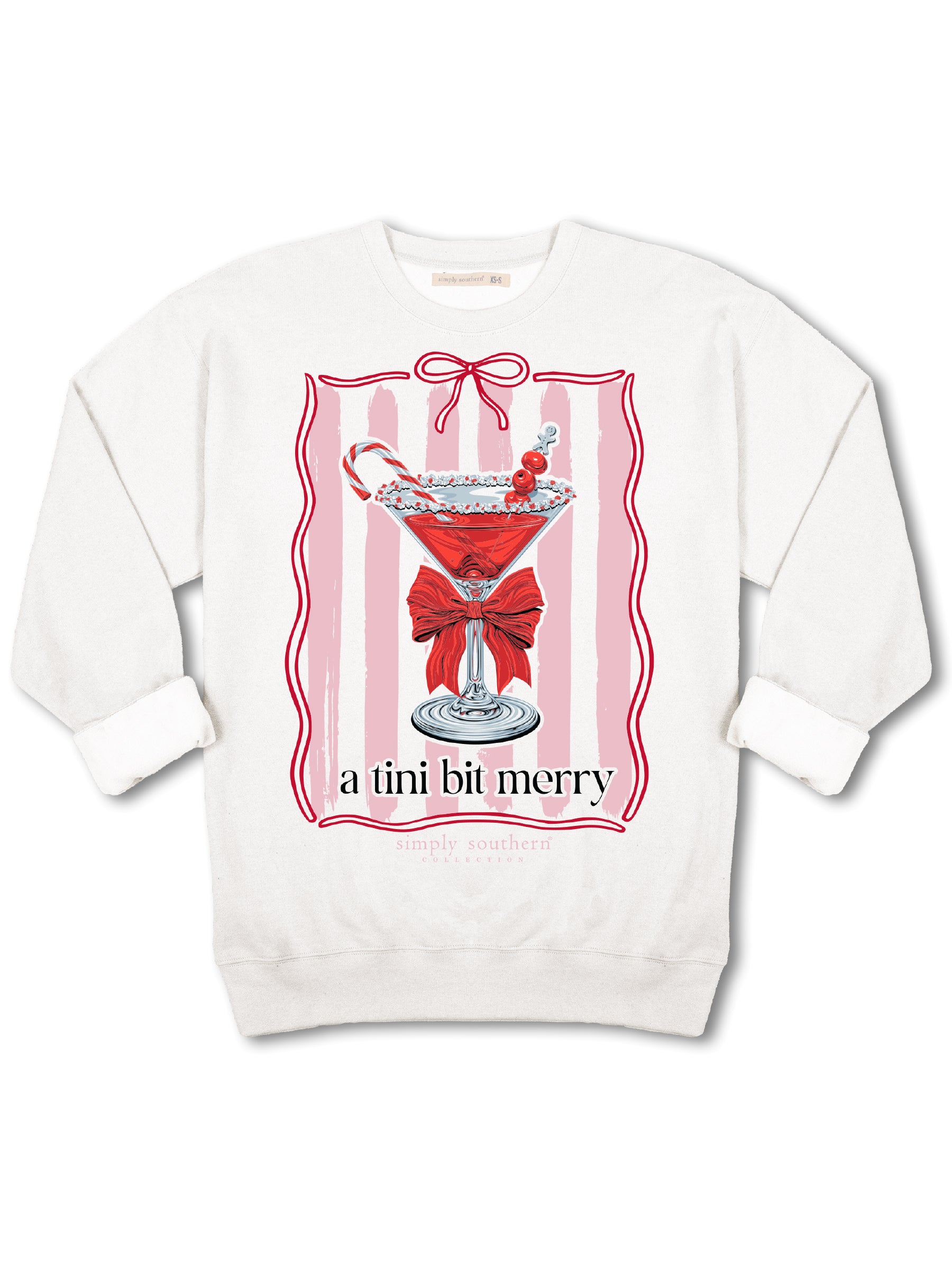 Simply Southern Tini Bit Merry Holiday Long Sleeve Crew Sweatshirt