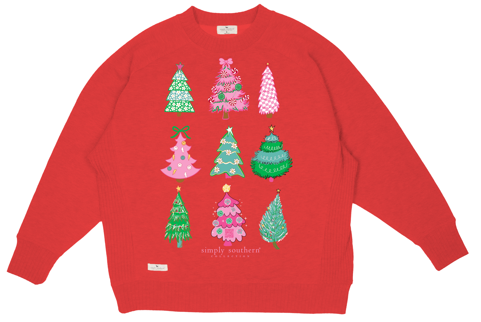 Simply Southern Tree Patterns Holiday Long Sleeve Crew Sweatshirt
