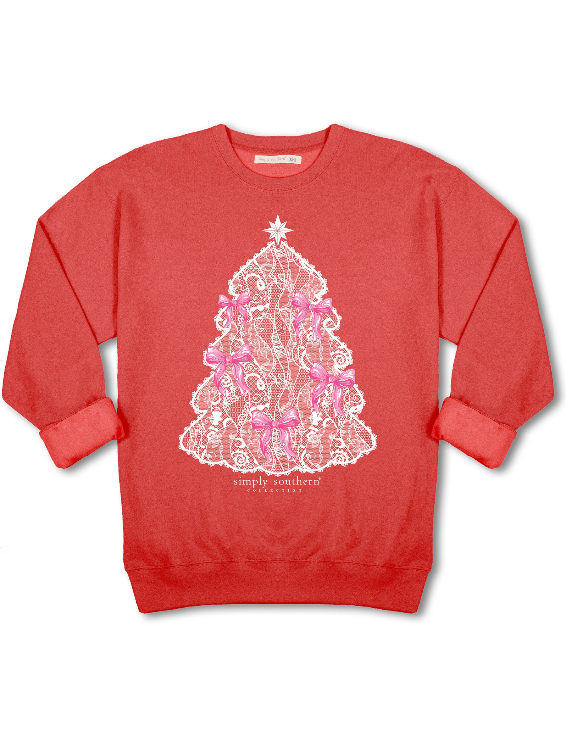 Simply Southern Tree Lace Holiday Long Sleeve Crew Sweatshirt