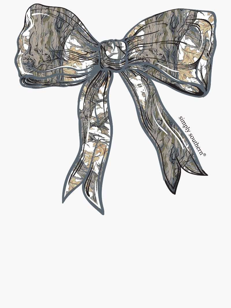 Simply Southern White Camo Bow Long Sleeve Crew Sweatshirt
